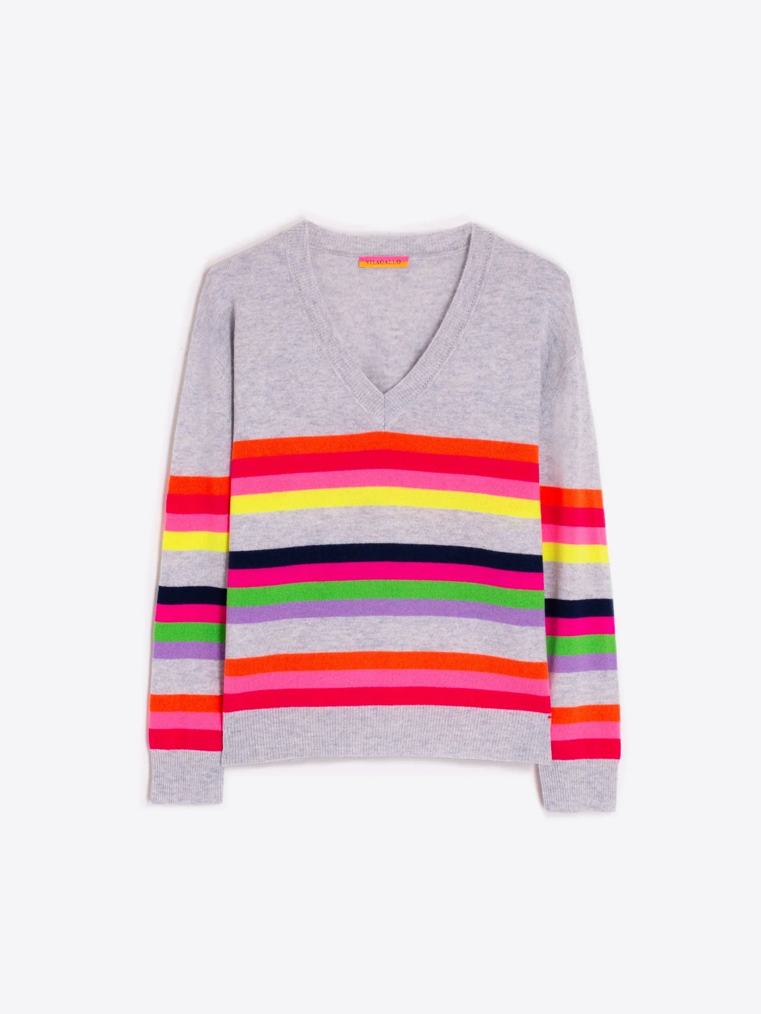 Vilagallo V-Neck Striped Sweater